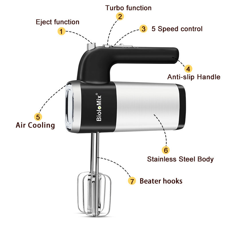 500W 5-Speed Electric Hand Blender & Mixer for Kitchen