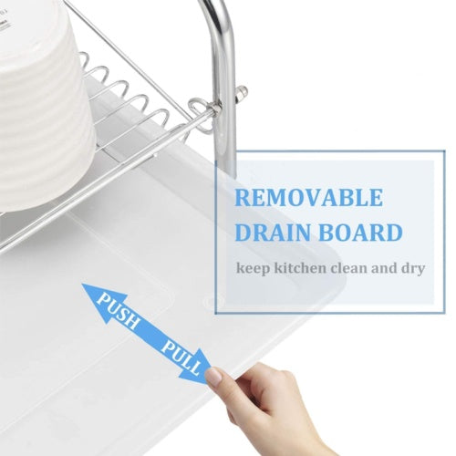 2 Tier Dish Drainer Rack With Drip Tray Kitchen Drying Rack Bowl Plate Holder