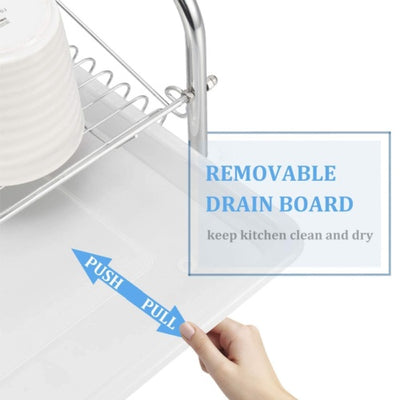 2 Tier Dish Drainer Rack With Drip Tray Kitchen Drying Rack Bowl Plate Holder