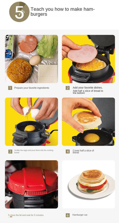 110V Sandwich & Hamburger Maker with Egg Toaster