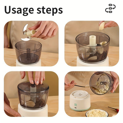 Multifunctional Food Processor - Cordless Electric Meat & Vegetable Grinder, Chopper, Meat Grinder, Dicer - Portable Mini Food Machine