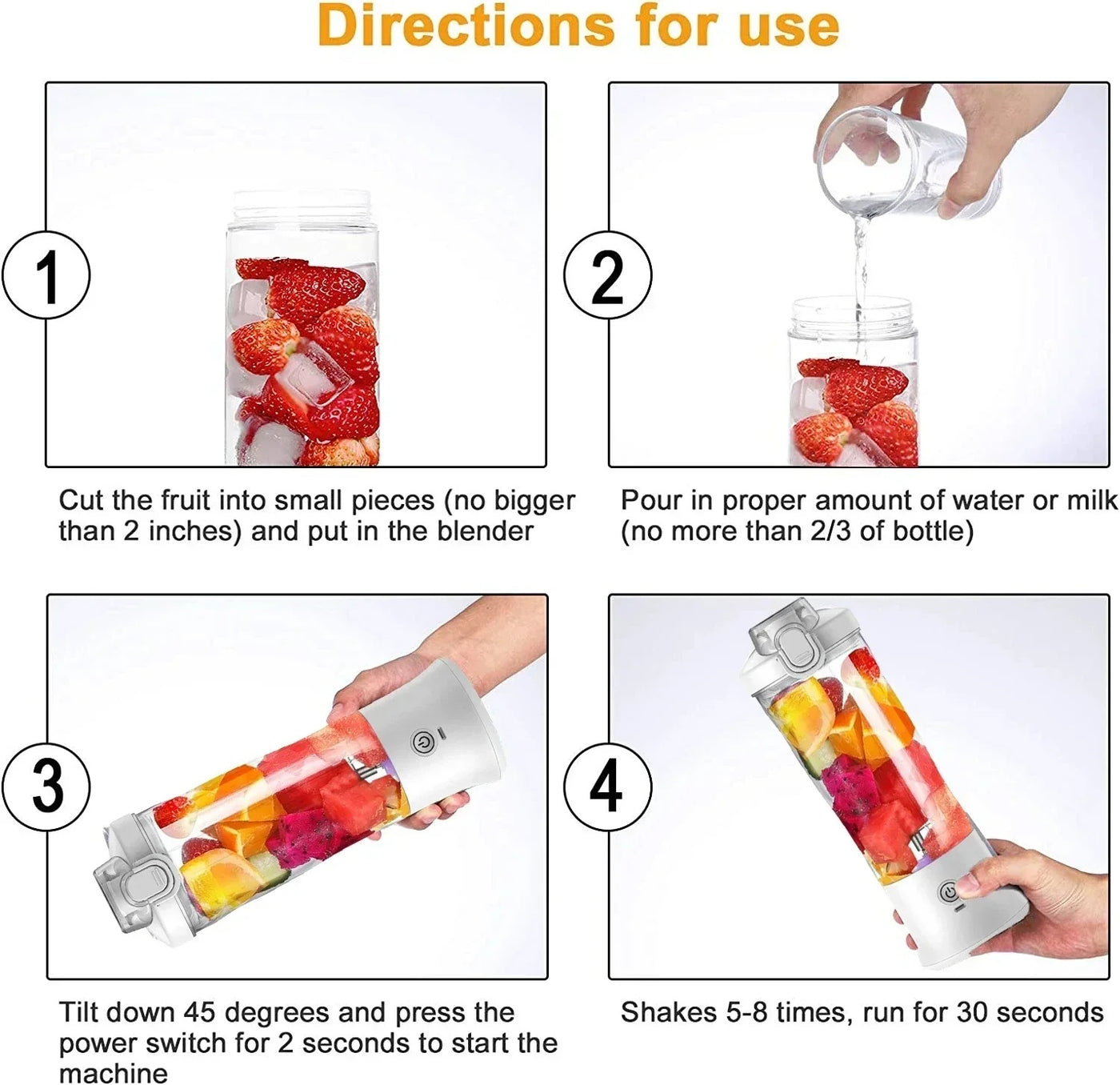 600ML Portable USB Rechargeable Smoothie Blender
